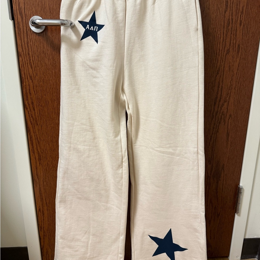 Alpha Delta Pi Cream Sweatpants with Star Accents